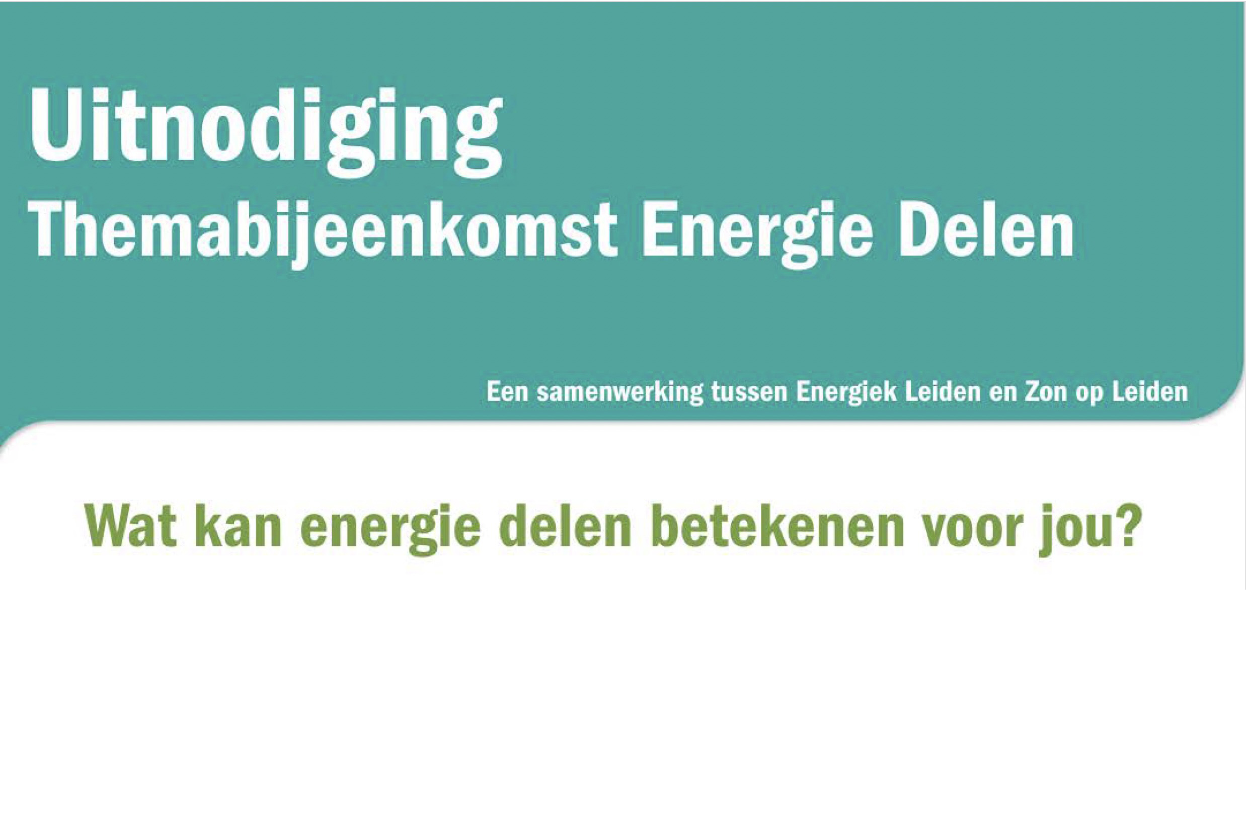 Uitnodiging Thema-avond Energie Delen
